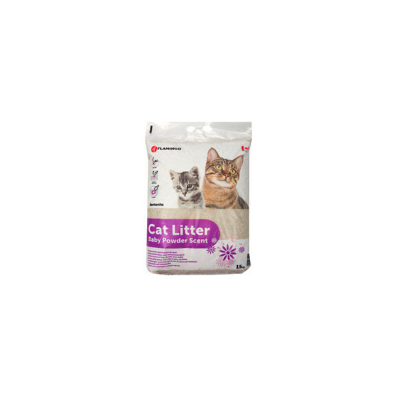 Litière Pour Chat Senteur Poudre De Bébé Donc Au Talc. :)  Poids 15 Kg. - Flamingo Pet Products - Fl-501044