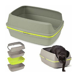 Bac À Litière, Lift To Sift, Taille : 50 X 38.5 X 24 Cm, Couleur Gris Et Jaune. - Flamingo Pet Products - Fl-560417
