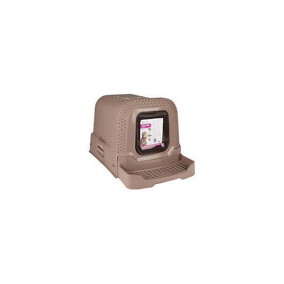Maison De Toilette Rattan. 42 X 69 X 41 Cm. Couleur Taupe. Pour Chat. - Flamingo Pet Products - Fl-560713