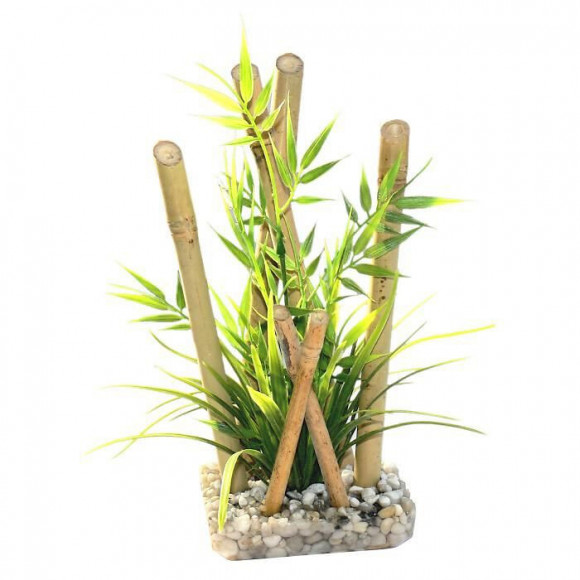 Sydeco Bambou Large Plantes - Decoration Bambou Plantes + Support Pour Aquarium