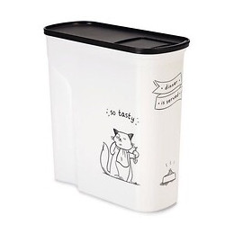 Curver Conteneur De Nourriture Le Diner Est Servi - 2,5 Kg - 6 L - Blanc Et Noir - Pour Chat