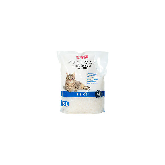 Litière Pure Cat Silice Nature. Biodégradable. 5 Litres. Pour Chats. - Zolux - Zo-476306