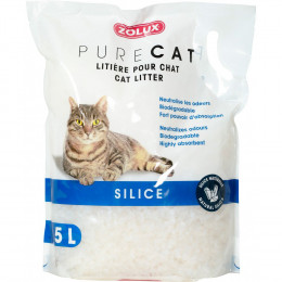 Litière Pure Cat Silice Nature. Biodégradable. 5 Litres. Pour Chats. - Zolux - Zo-476306