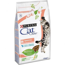 Purina Cat Chow Sensitive Croquettes - Avec Naturiumtm - Riche En Saumon - Pour Chat Adulte - 1,5 Kg