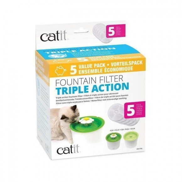 Cat It Pack De 5 Filtres A Triple Action Pour Abreuvoir - Blanc - Pour Chat