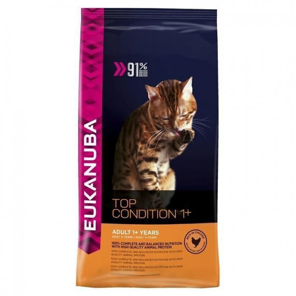 Eukanuba Croquettes Au Poulet Et Foie Top Condition 1+ - Toutes Races - 10kg - Pour Chat Adulte