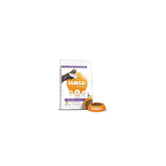 Iams Vitality Croquettes Super Premium Chatons - Au Poulet Frais - Sans Ogm Colorant Arome Artificiel - 10 Kg