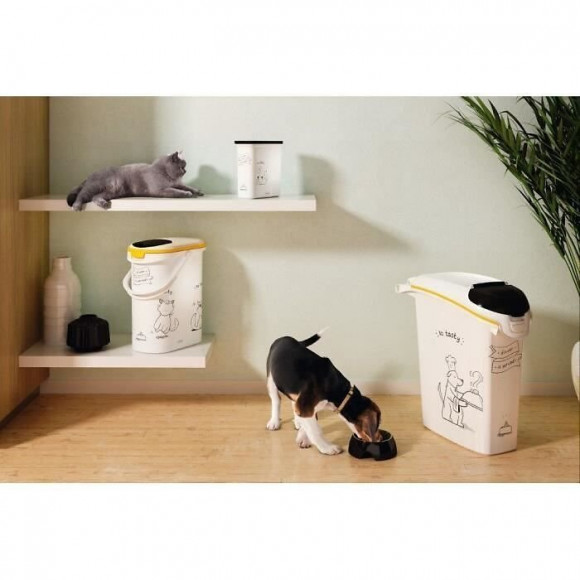 Curver Conteneur De Nourriture Le Diner Est Servi - 1 Kg - 2 L - Blanc Et Noir - Pour Chat