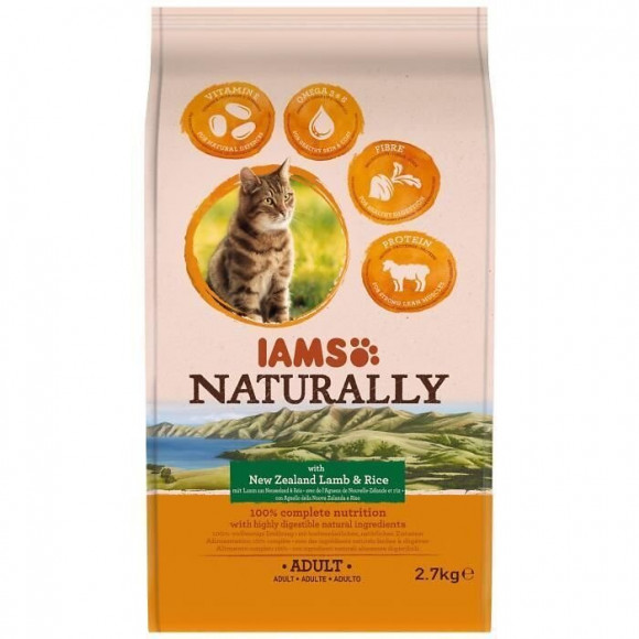 Iams Naturally Croquette Agneau Nouvelle-zelande + Riz - Toutes Races - 2,7 Kg - Pour Chat Adulte