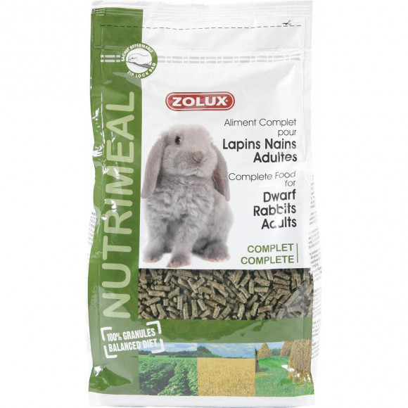 Aliment Complet Pour Lapins Nains Adultes. Sachet 800 G. Pour Rongeurs. - Zolux - Zo-210186
