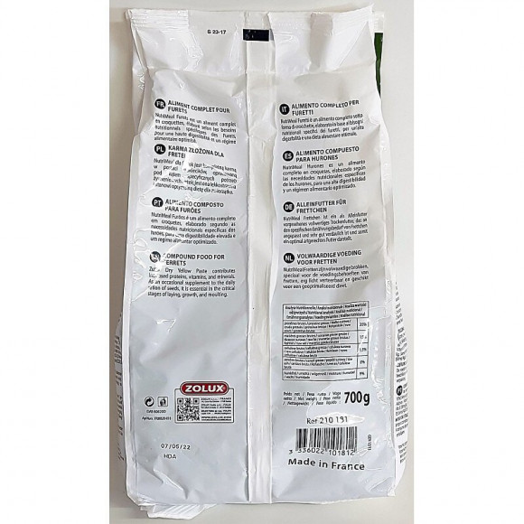 Aliment Complet Pour Furet. Sachet De 700 G. Nutrimeal. - Zolux - Zo-210181