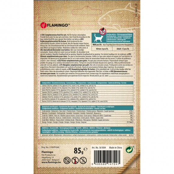 Friandise Saumon Lamelles De Sushi. Hapki Bbq. Pour Chat . 85 G. Sans Gluten. - Flamingo Pet Products - Fl-561004