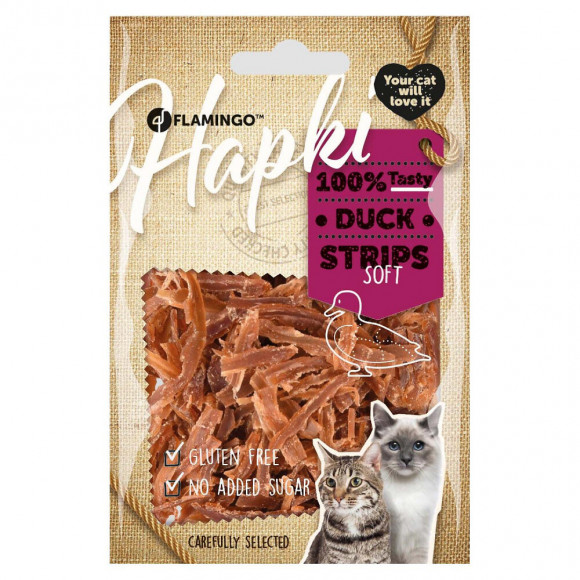 Friandise Lamelles De Canard Doux. Hapki Bbq. Pour Chat . 50 G. Sans Gluten. - Flamingo Pet Products - Fl-561002