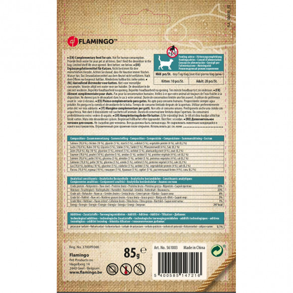 Friandise Cubes De Saumon. Hapki Bbq. Pour Chat . 85 G. Sans Gluten. - Flamingo Pet Products - Fl-561003