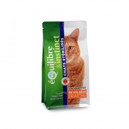 Croquettes De Viandes Fraiches A La Volaille, Sachet De 500 G Pour Chat Stérilise 501011 - Equilibre & Instinct - Eq-04825