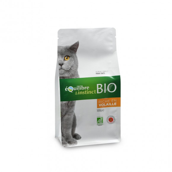 Croquettes Bio De Viandes Fraiches A La Volaille 1 Sachet De 500 G Pour Chat 501012 - Equilibre & Instinct - Eq-04885