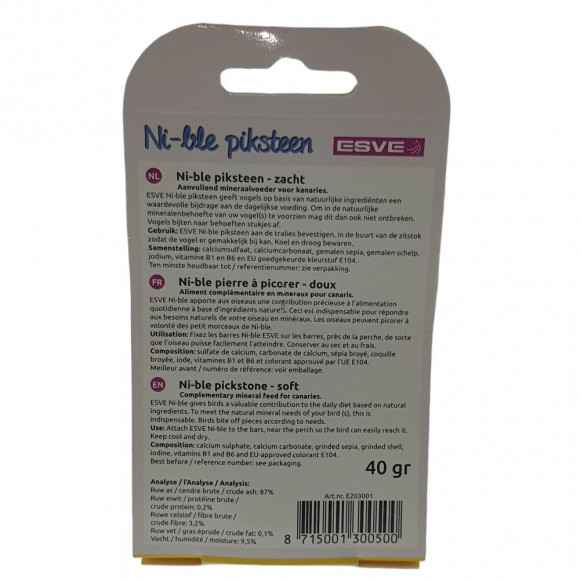Pierre Minérale Esve Ni-ble Jaune 40 G. Pour Canari - Vadigran - Va-2882