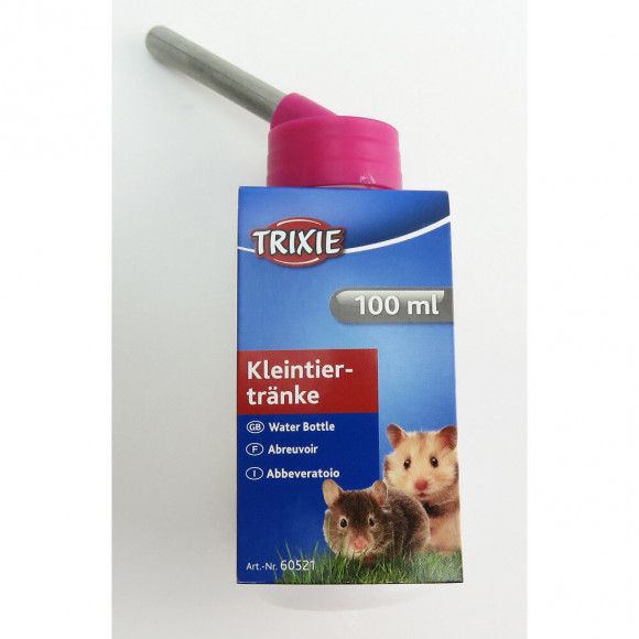 Un Biberon De  100 Ml En Plastique Avec Support Métal. Pour Hamsters Ou Gerbilles. Coloris Aléatoires. - Trixie - Tr-6052