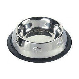200 Ml , Gamelle En Acier Inox Pour Chat Avec Motif Poisson En Relief, Ø 15 Cm. - Trixie - Tr-24870
