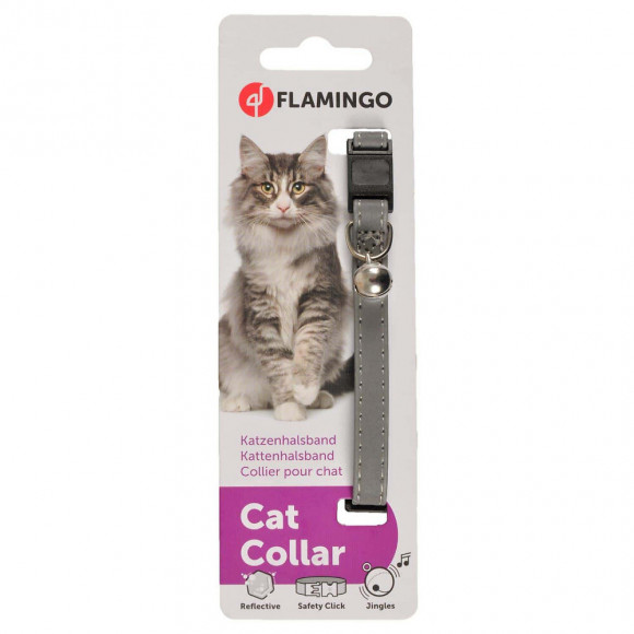 1 Collier Réfléchissant Gris Argent Pour Chat - Flamingo Pet Products - Fl-28092