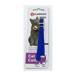 Collier Taille 32 Cm X 10 Mm. Collier Élastique Avec Clochette.couleur Bleu. Pour Chat - Flamingo Pet Products - Fl-50062007