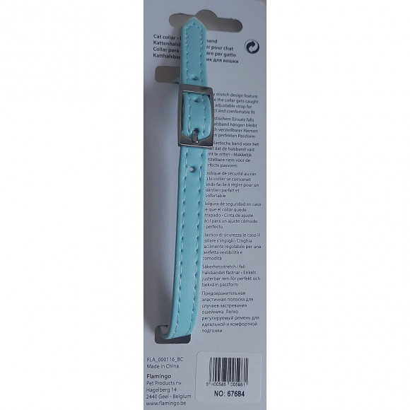 Collier Taille 30 Cm X 11 Mm. Couleur Bleu Clair .  Avec Strass Et Clochette. Pour Chat - Flamingo Pet Products - Fl-67684