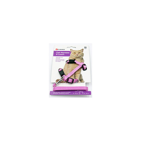 Harnais Et Laisse De 1.10 Mètre Pour Chat. Couleur Rose. - Flamingo Pet Products - Fl-1031205