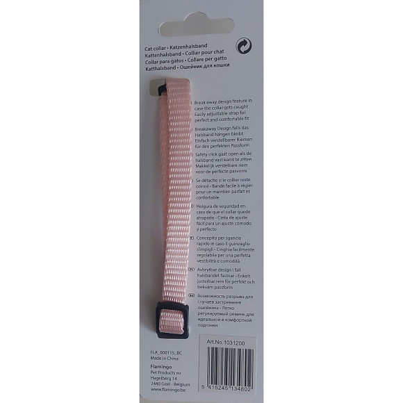 Collier Réglable De 19 À 30 Cm. Couleur Rose Clair Avec Clochette. Pour Chat - Flamingo Pet Products - Fl-1031200