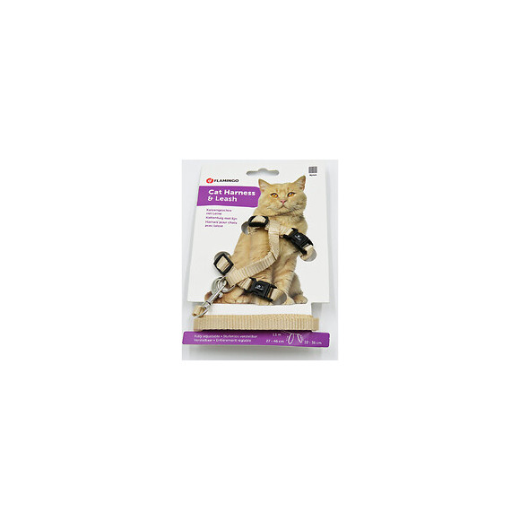 Harnais Et Laisse De 1.10 Mètre Pour Chat. Couleur Beige - Flamingo Pet Products - Fl-1031210