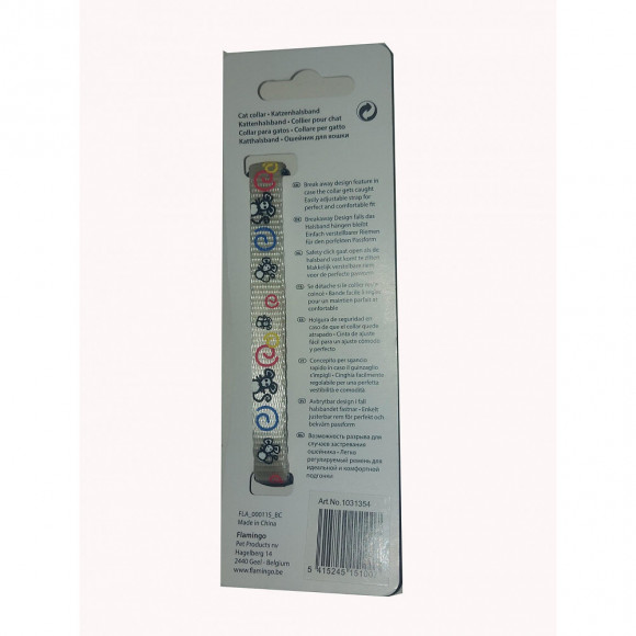 Collier Réglable De 20 À 35 Cm. Couleur Blanc Avec Motif Souris. Pour Chat - Flamingo Pet Products - Fl-1031354