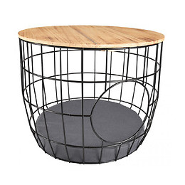 Panier Ø 50  X  H 40 Cm. En Treillis Métallique. Noir. Pour Chat - Flamingo Pet Products - Fl-560871