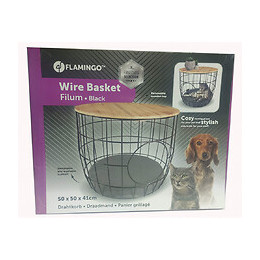 Panier Ø 50  X  H 40 Cm. En Treillis Métallique. Noir. Pour Chat - Flamingo Pet Products - Fl-560871