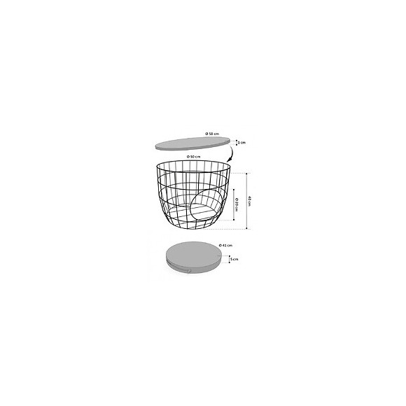 Panier Ø 50  X  H 40 Cm. En Treillis Métallique. Noir. Pour Chat - Flamingo Pet Products - Fl-560871