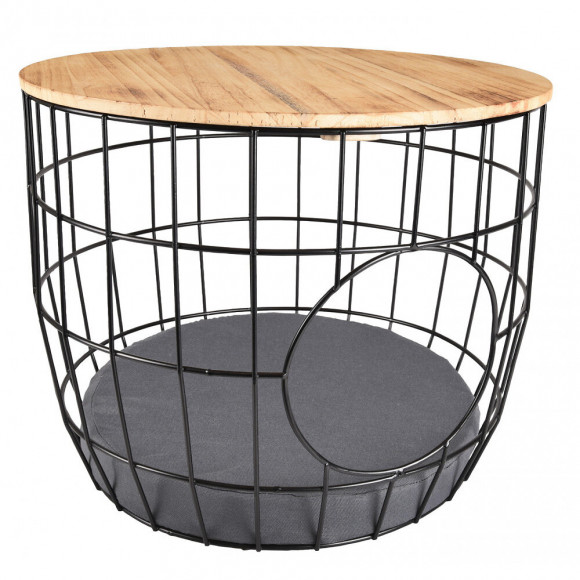 Panier Ø 50  X  H 40 Cm. En Treillis Métallique. Noir. Pour Chat - Flamingo Pet Products - Fl-560871