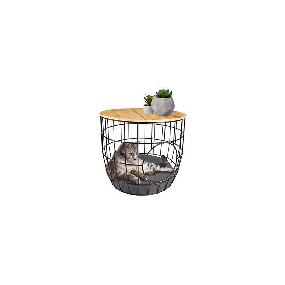Panier Ø 50  X  H 40 Cm. En Treillis Métallique. Noir. Pour Chat - Flamingo Pet Products - Fl-560871