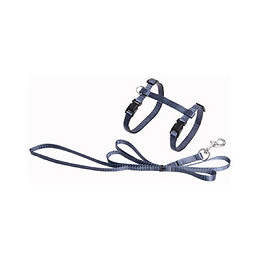 Harnais Et Laisse De 1.10 Mètre Pour Chat. Couleur Bleu Granite - Flamingo Pet Products - Fl-1031206