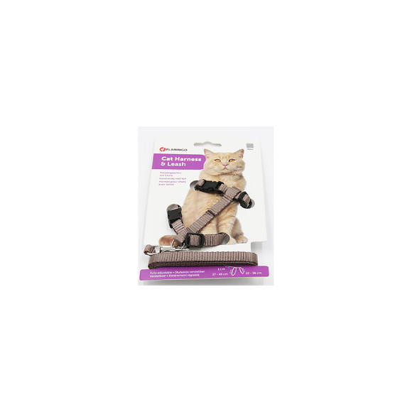Harnais Et Laisse De 1.10 Mètre Pour Chat. Couleur Taupe. - Flamingo Pet Products - Fl-1031207