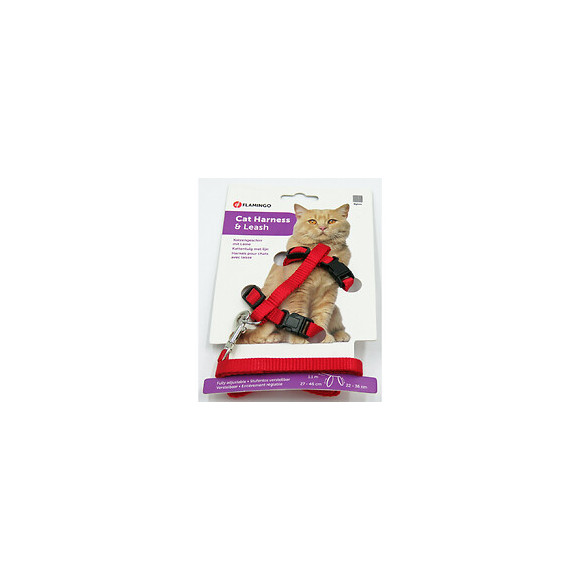 Harnais Et Laisse De 1.10 Mètre Pour Chat. Couleur Rouge. - Flamingo Pet Products - Fl-1031204