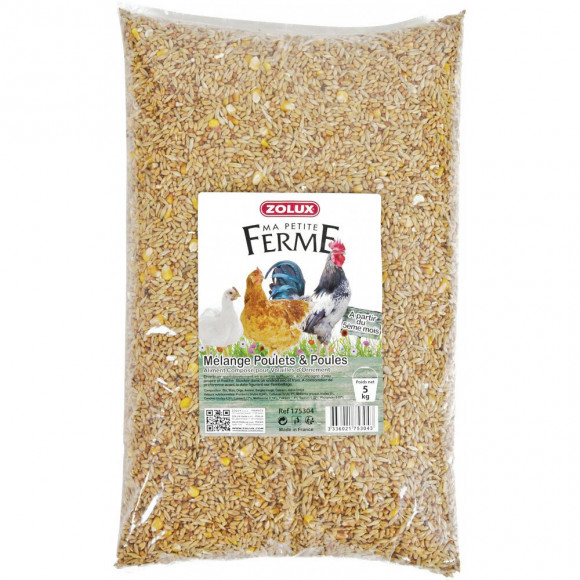 Aliment Composé. Mélange Poulets Et Poules. 5 Kg. Basse Cour. - Zolux - Zo-175304