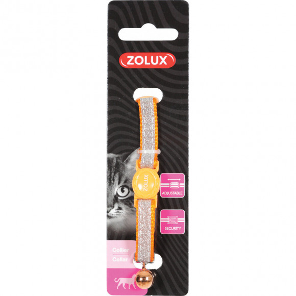 Collier Shiny Nylon Réglable De 17 À 30 Cm. Orange . Pour Chat. - Zolux - Zo-520022ora