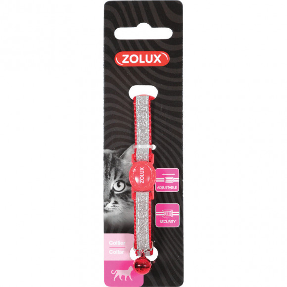Collier Shiny Nylon Réglable De 17 À 30 Cm. Rouge . Pour Chat. - Zolux - Zo-520022rou