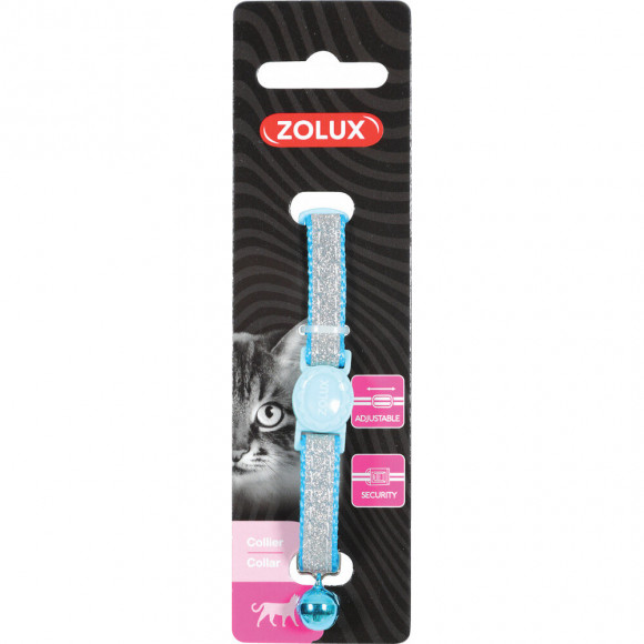 Collier Shiny Nylon Réglable De 17 À 30 Cm. Bleu . Pour Chat. - Zolux - Zo-520022ble