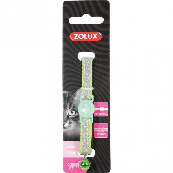 Collier Shiny Nylon Réglable De 17 À 30 Cm. Vert . Pour Chat. - Zolux - Zo-520022ver