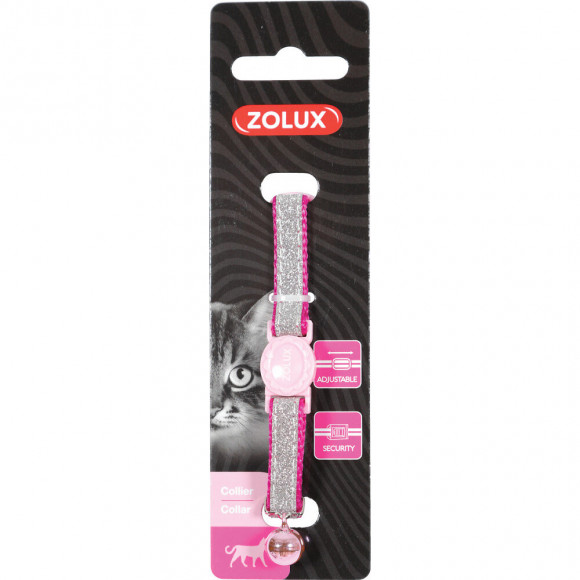 Collier Shiny Nylon Réglable De 17 À 30 Cm. Rose . Pour Chat. - Zolux - Zo-520022ros