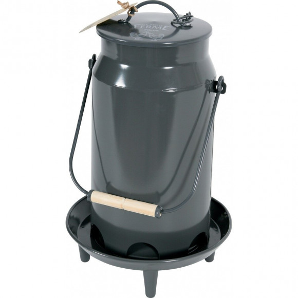 Mangeoire Métal Broc Seau . Ø 24  X 39 Cm. Couleur Ardoise. Pour Basse Cour. - Zolux - Zo-175642