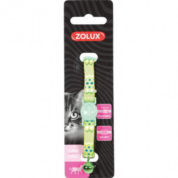 Collier Ethnic Nylon Réglable De 17 À 30 Cm. Vert . Pour Chat. - Zolux - Zo-520025ver