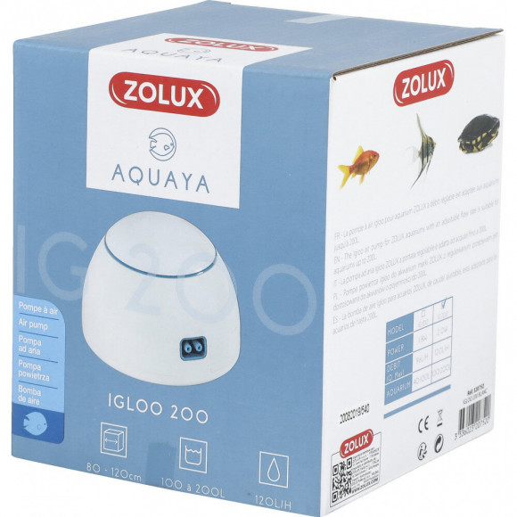 Pompe À Air Igloo 200 Blanc Puissance 2.0 W Débit Max 120 L/h. Pour Aquarium. - Zolux - Zo-320752