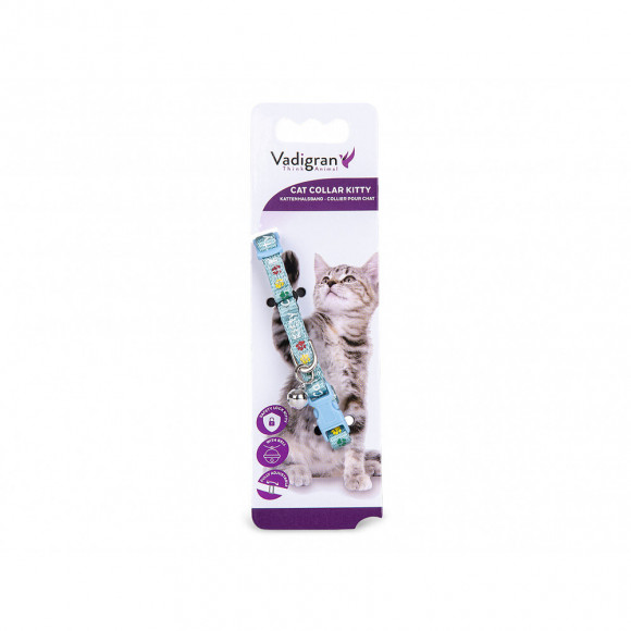 Collier Chaton  Kitty Bleu.16-25cm X 8mm. - Vadigran - Va-16584