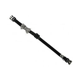 Collier Chat. Loop Noir Avec Noeud Papillon.  20-30cm X 10mm. - Vadigran - Va-16589
