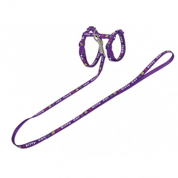 Harnais Avec Laisse 1.20m. Kitty. Mauve. Pour Chaton. - Vadigran - Va-16599